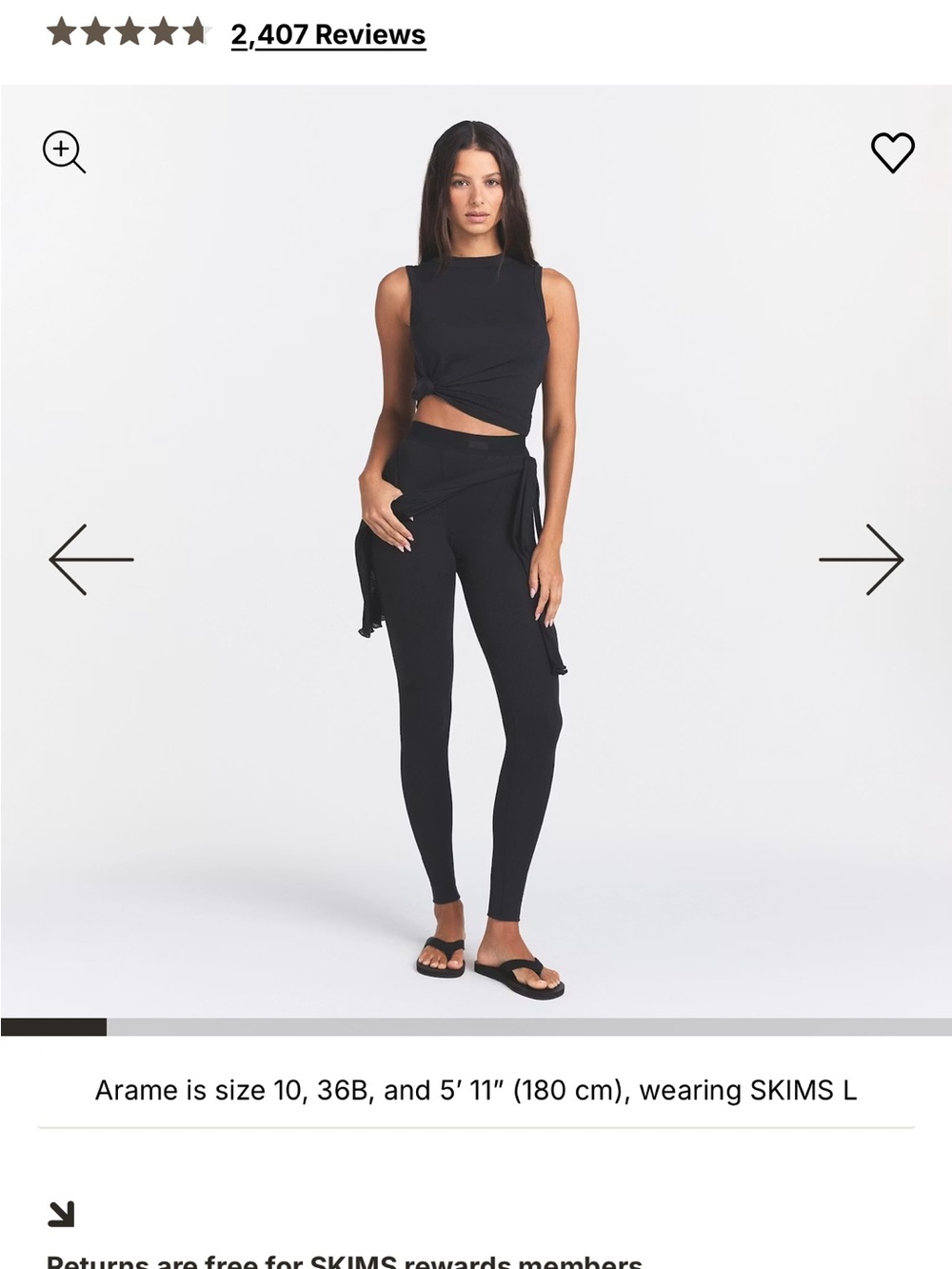 SKIMS Black High-Waist Sculpting Leggings — cotton ribbed in soot size M - Picture 1 of 4
